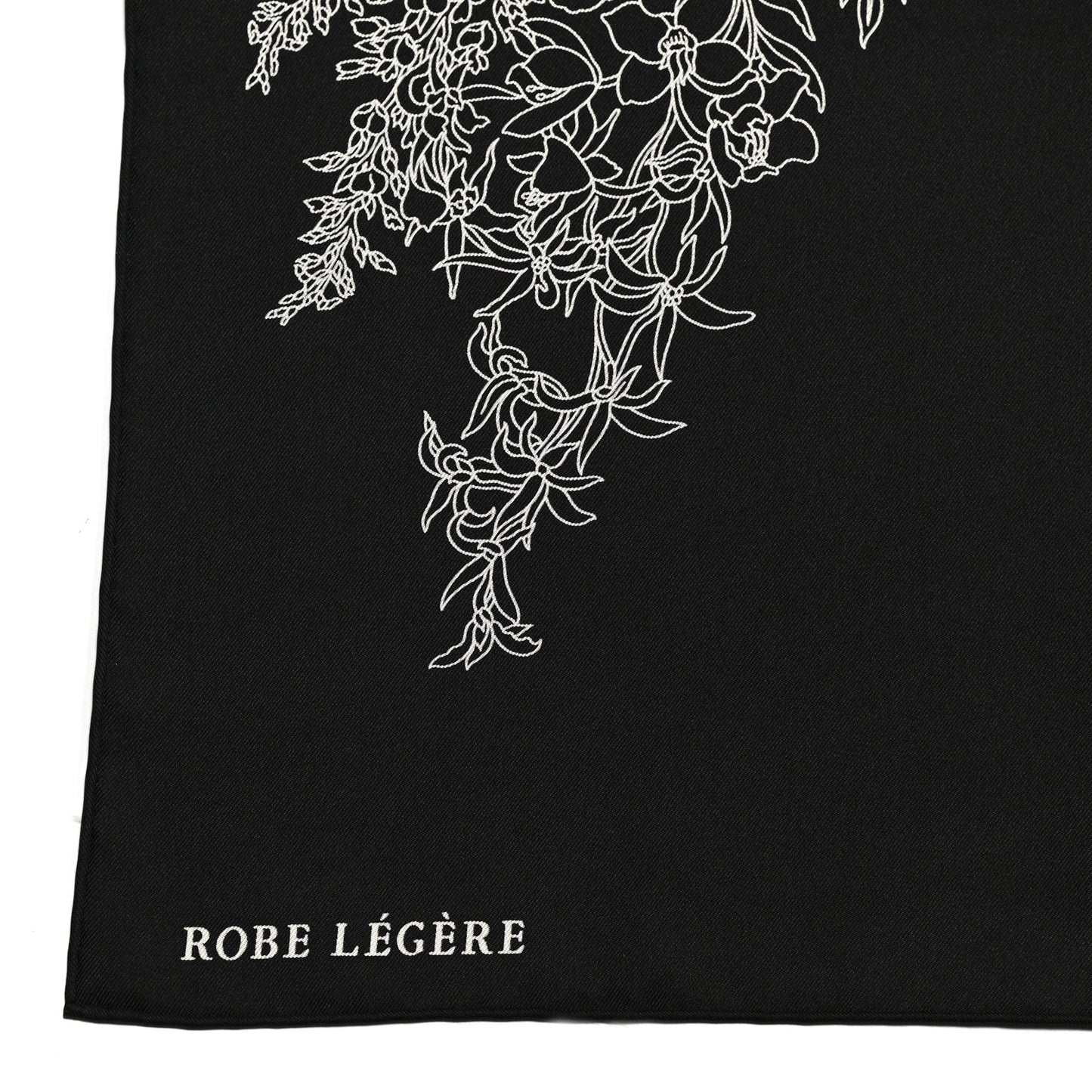 Silk Robe Legere Scarf 90 Black White