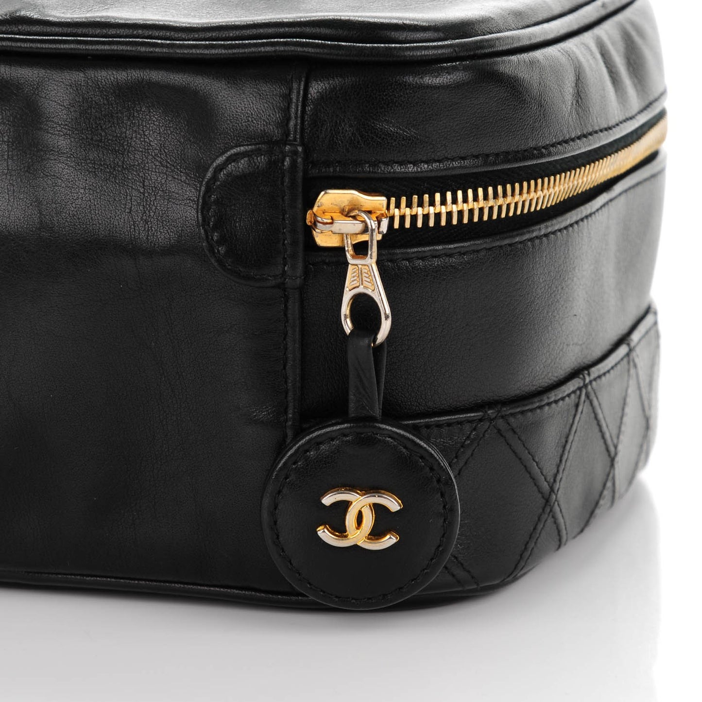 Lambskin Vanity Cosmetic Case Black