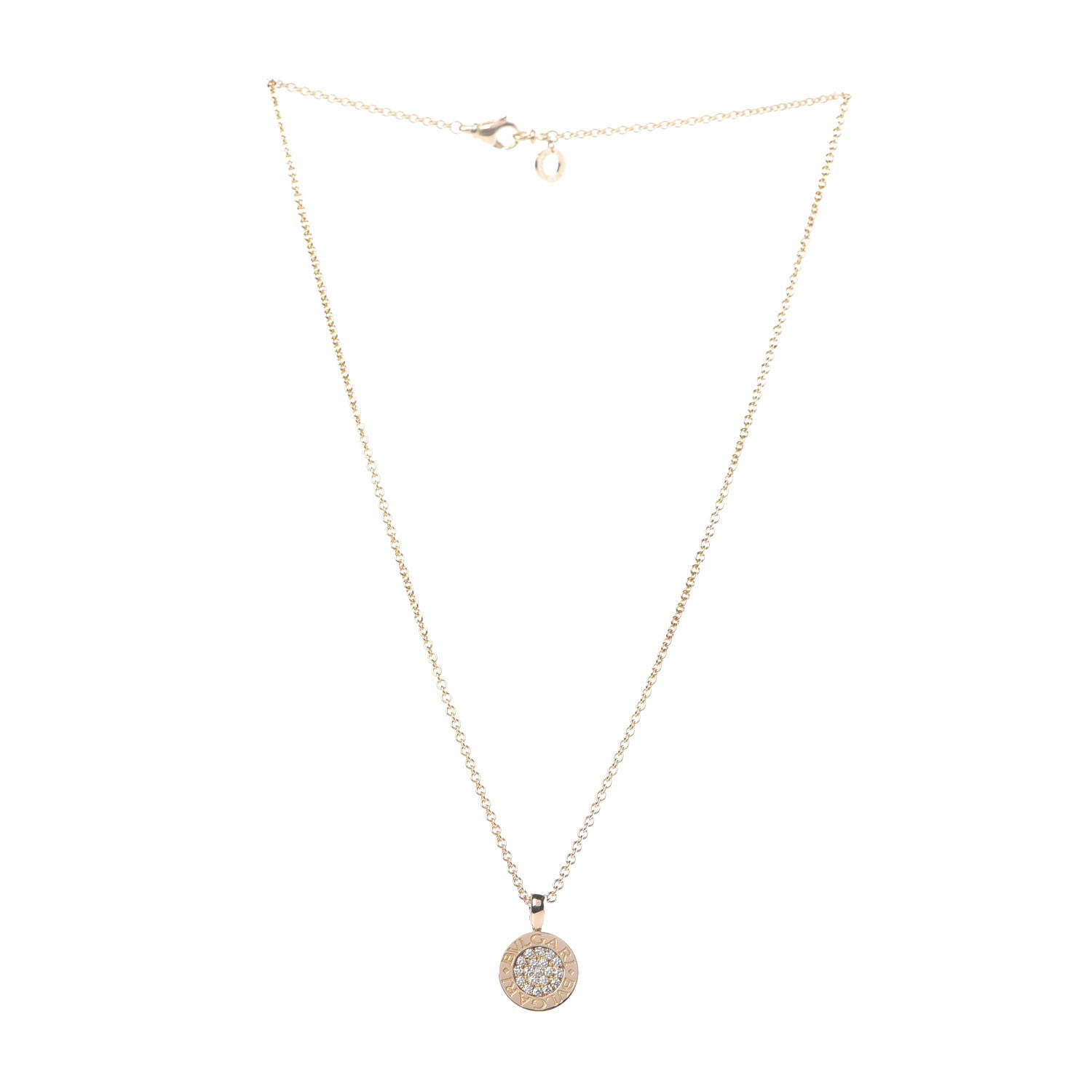 Bulgari 18K Yellow Gold Diamond BVLGARI BVLGARI Pave Pendant Necklace 3 of 10