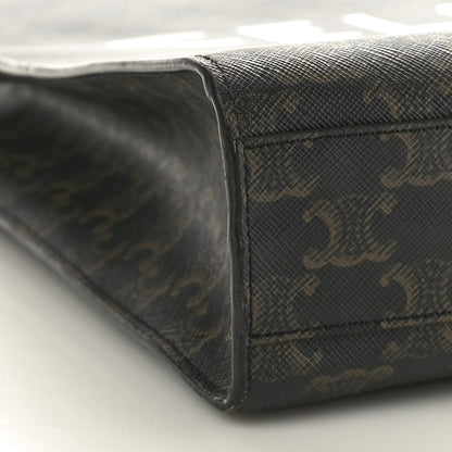 Celine Triomphe Canvas Calfskin Small Vertical Cabas Tan 7 of 8