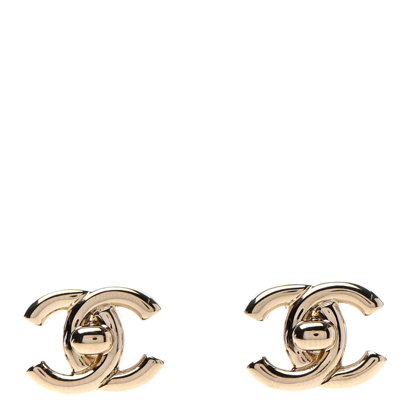 Metal CC Turnlock Earrings Gold