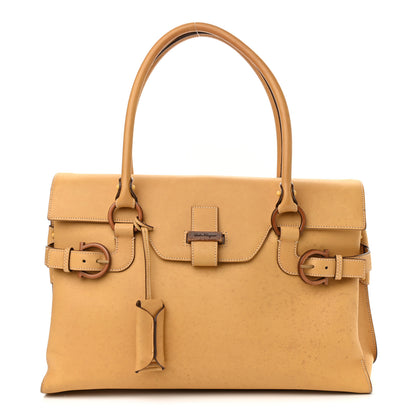Salvatore Ferragamo Calfskin Double Handle Tote Tan 1 of 14