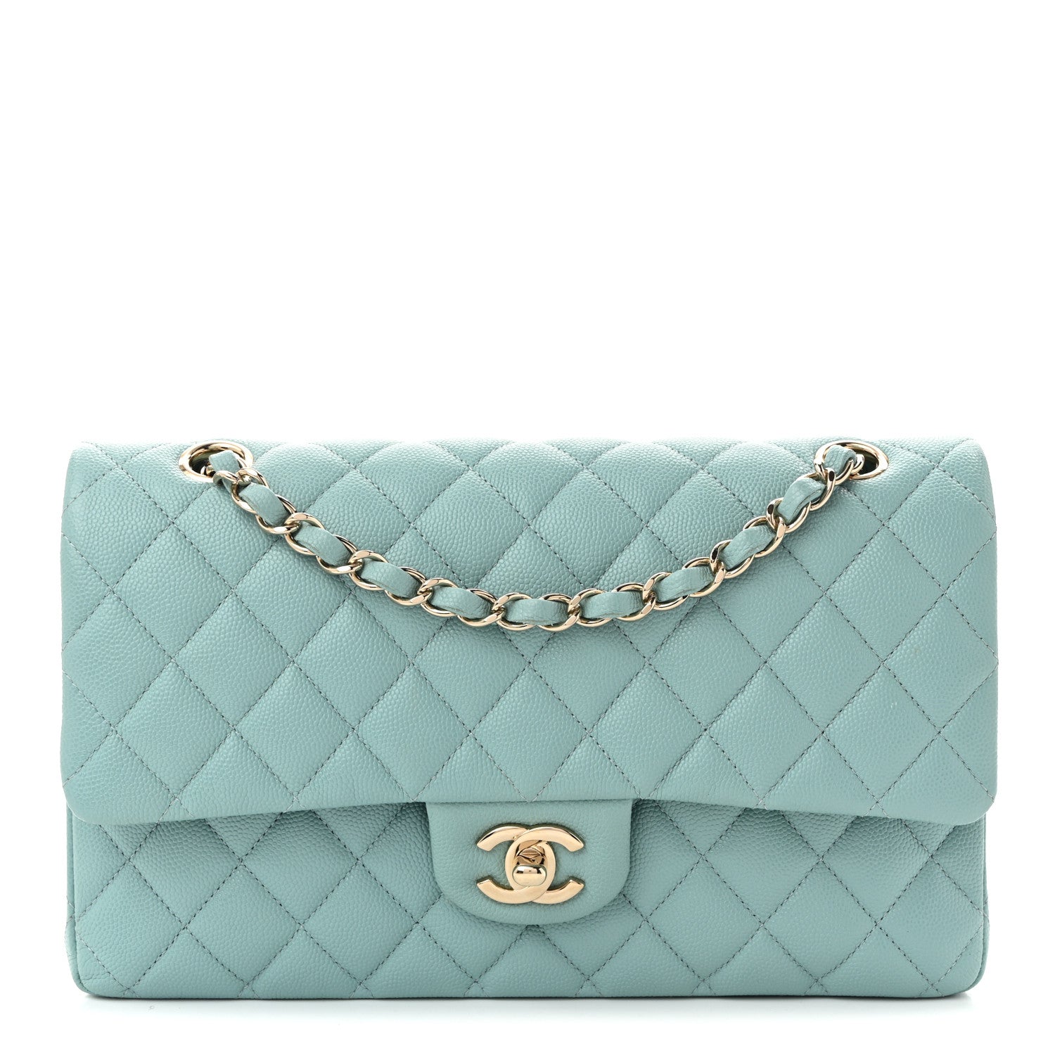 Chanel Caviar Quilted Medium Double Flap Light Blue 1 of 10