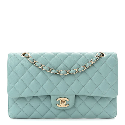 Chanel Caviar Quilted Medium Double Flap Light Blue 1 of 10