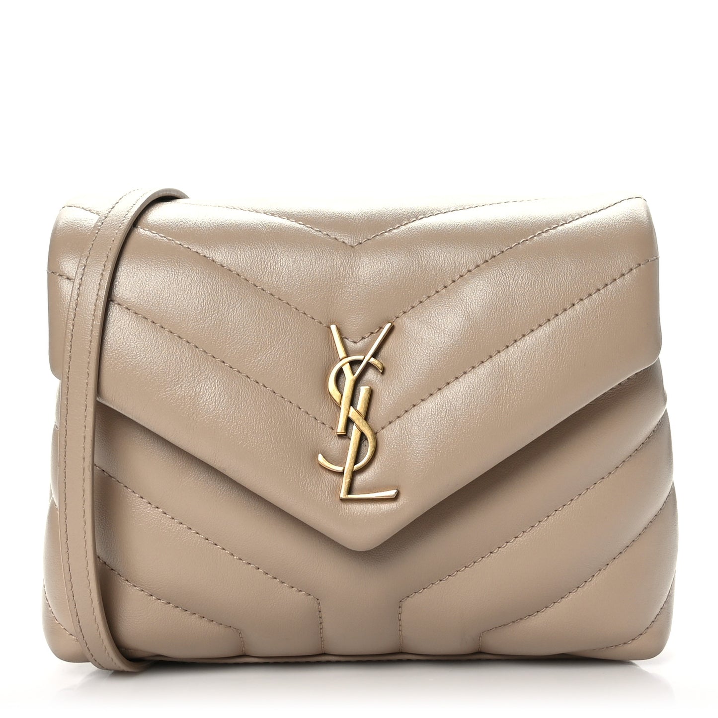 Calfskin Y Quilted Monogram Toy Loulou Crossbody Bag Dark Beige