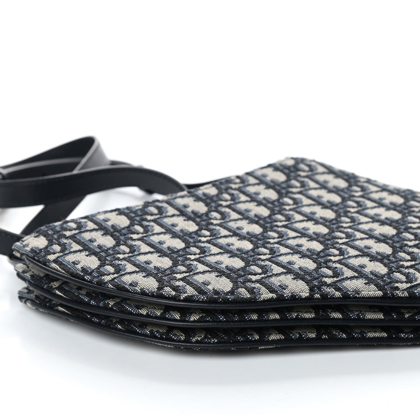 Oblique Saddle Pouch With Strap Navy Blue