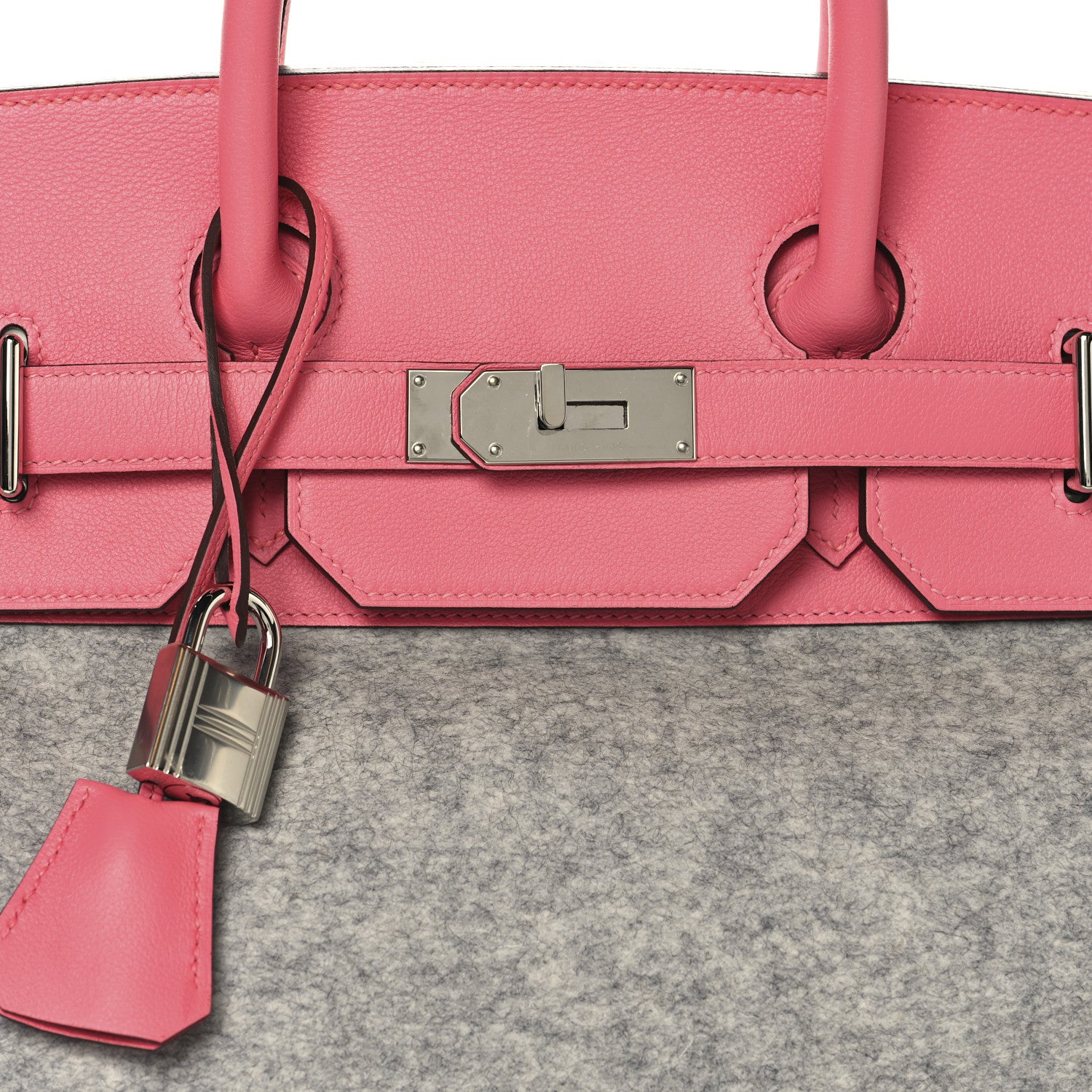 Hermes Evercolor Todoo Feutre HAC Birkin 40 Gris Clair Rose Azalee 7 of 13