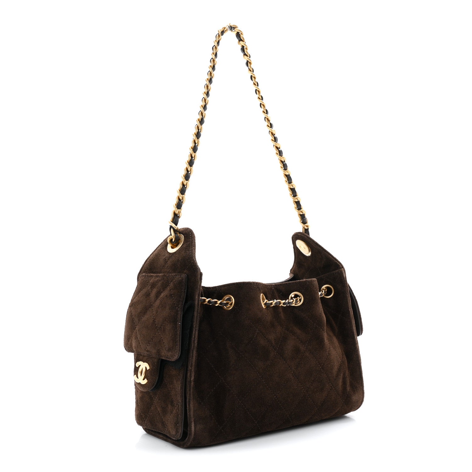Chanel Suede Quilted Mini Chanel 25 Handbag Dark Brown 3 of 11