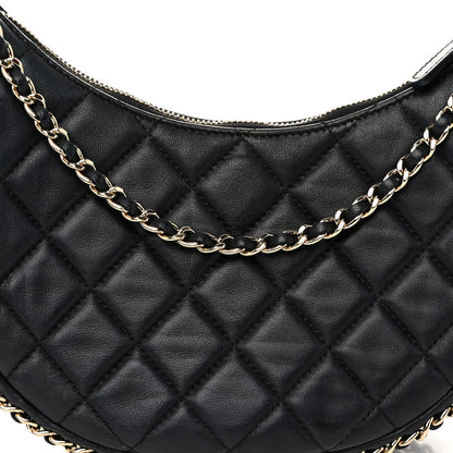Chanel Lambskin Quilted Small Hobo Bag Black 8 of 12