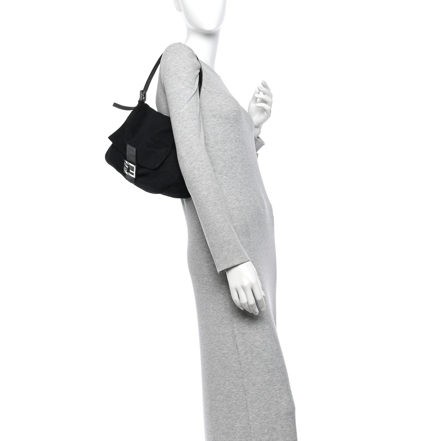 Fendi Wool Mama Baguette Black 2 of 9