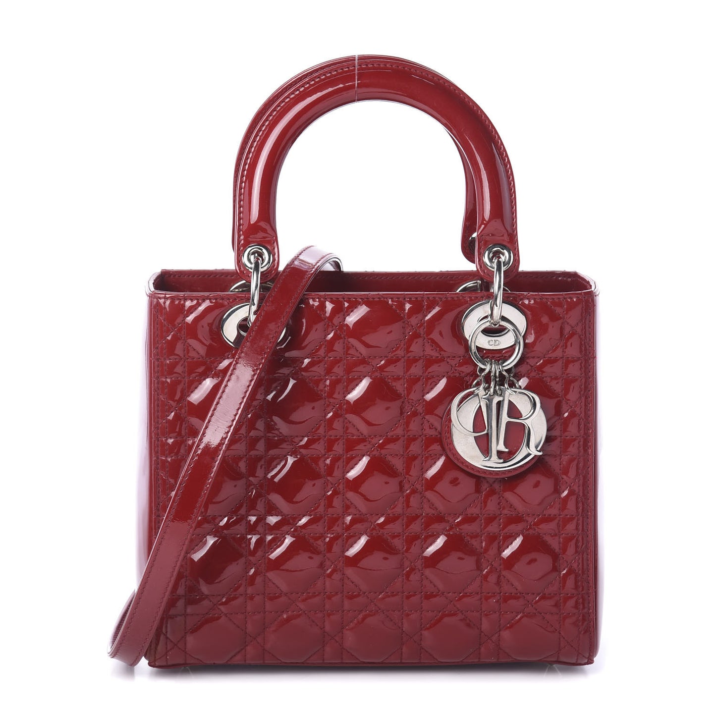Patent Cannage Medium Lady Dior Red