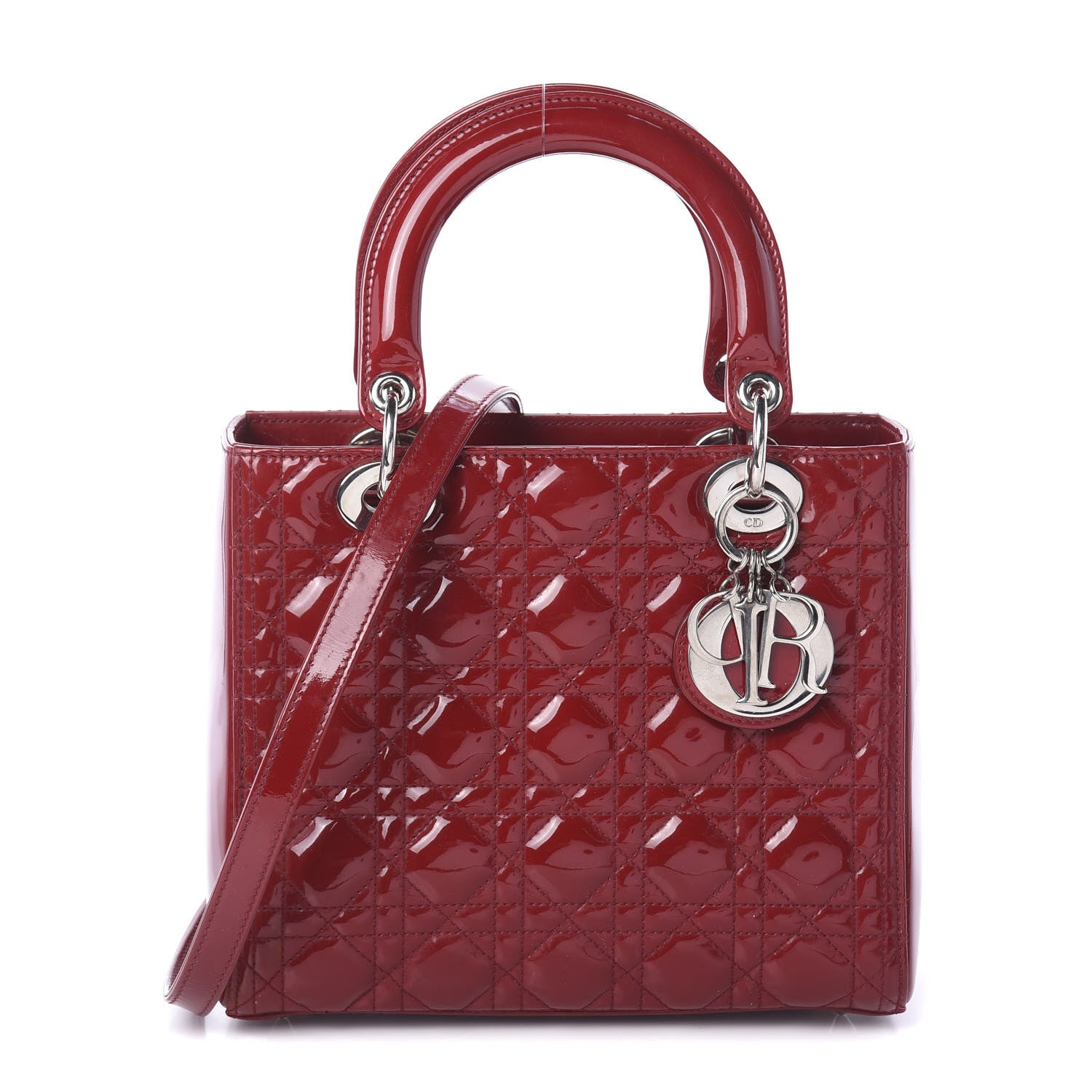 Christian Dior Patent Cannage Medium Lady Dior Red 1 of 9