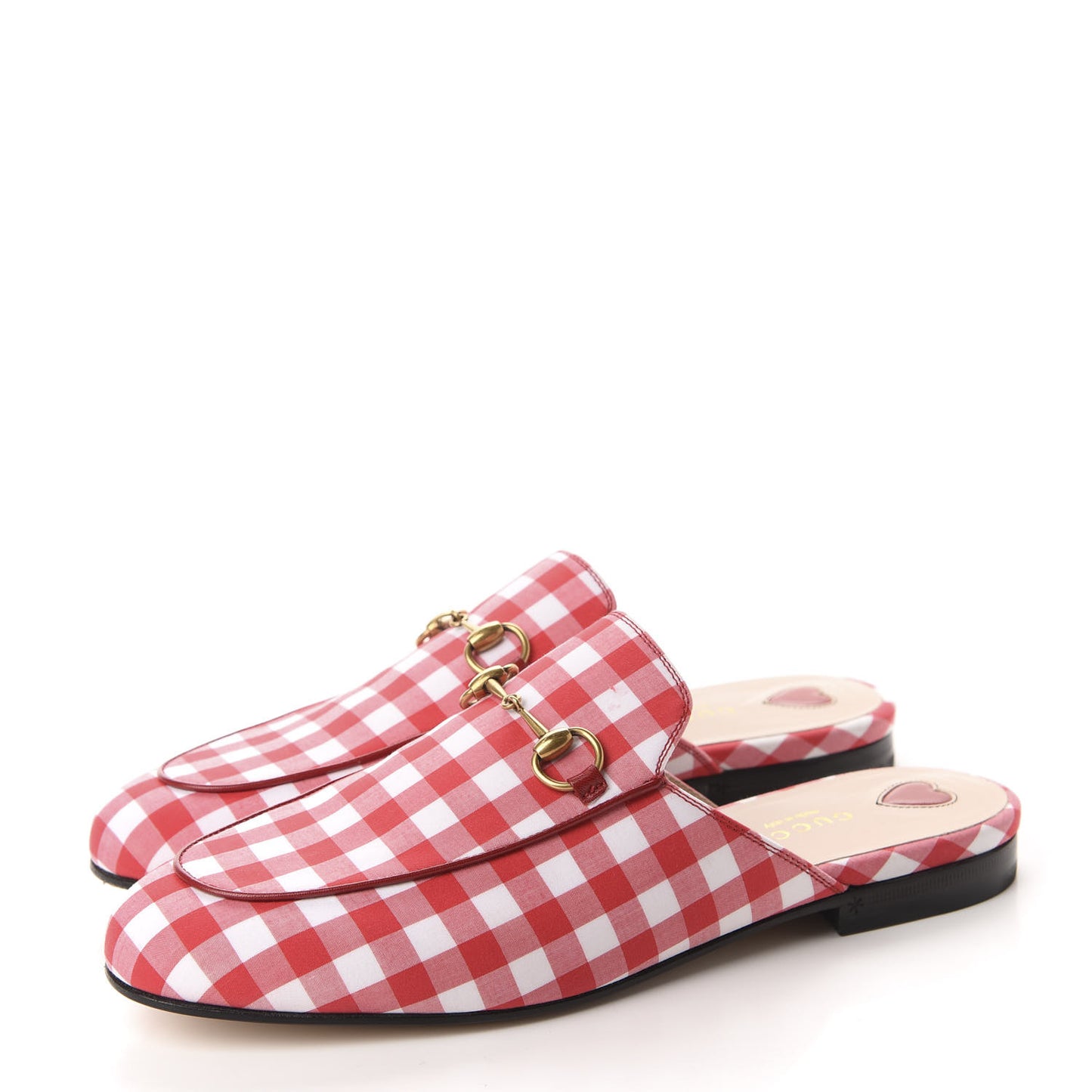 Cotton Gingham Womens Princetown Slippers 39 White Red