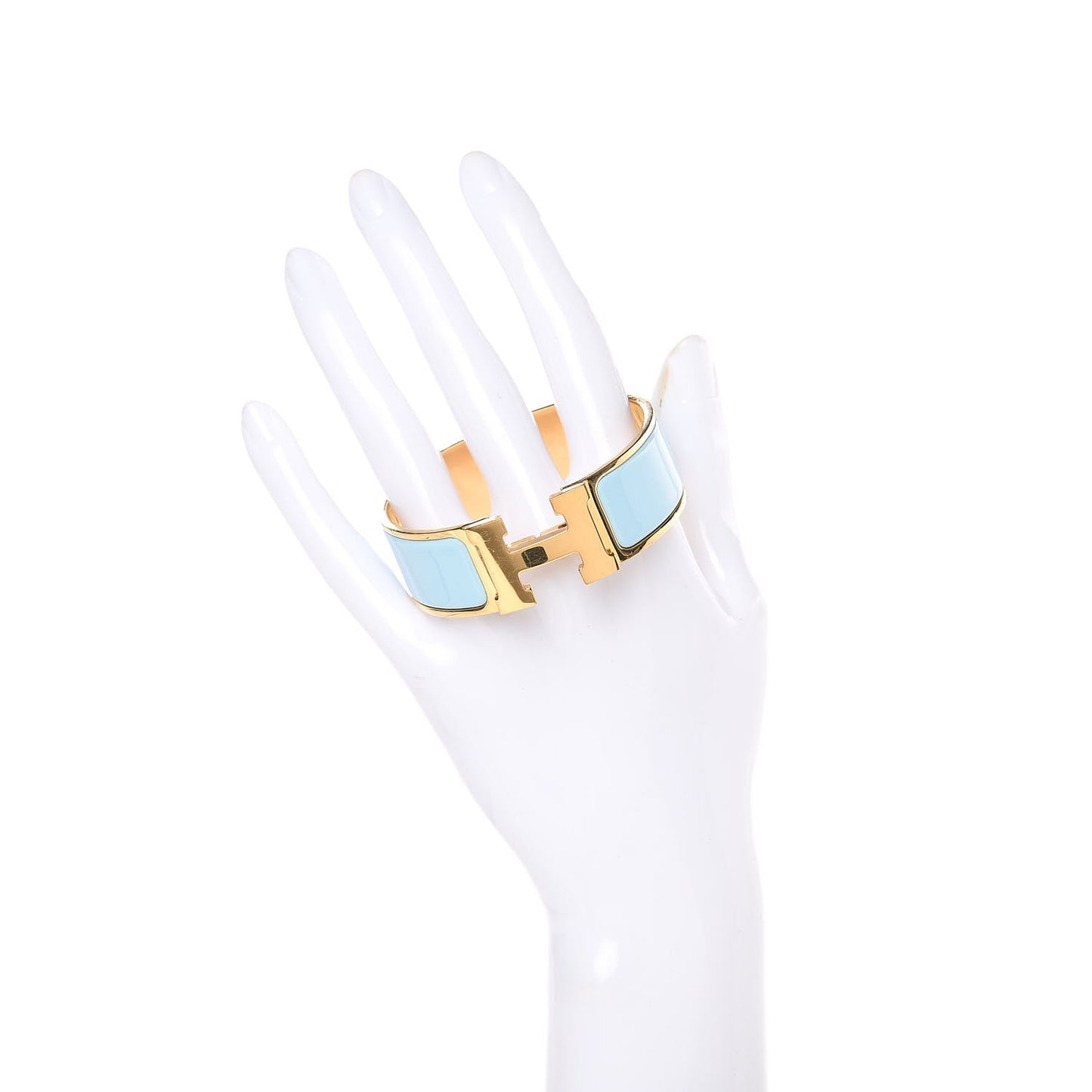 Enamel Clic Clac H Wide Bracelet PM Aigue Marine