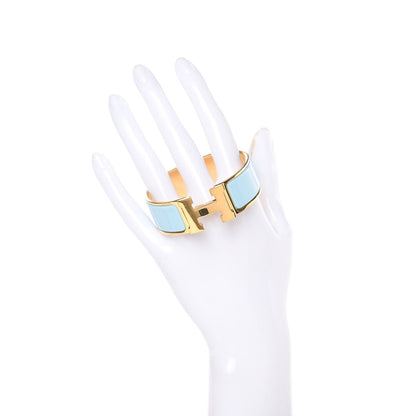 Hermes Enamel Clic Clac H Wide Bracelet PM Aigue Marine 2 of 5