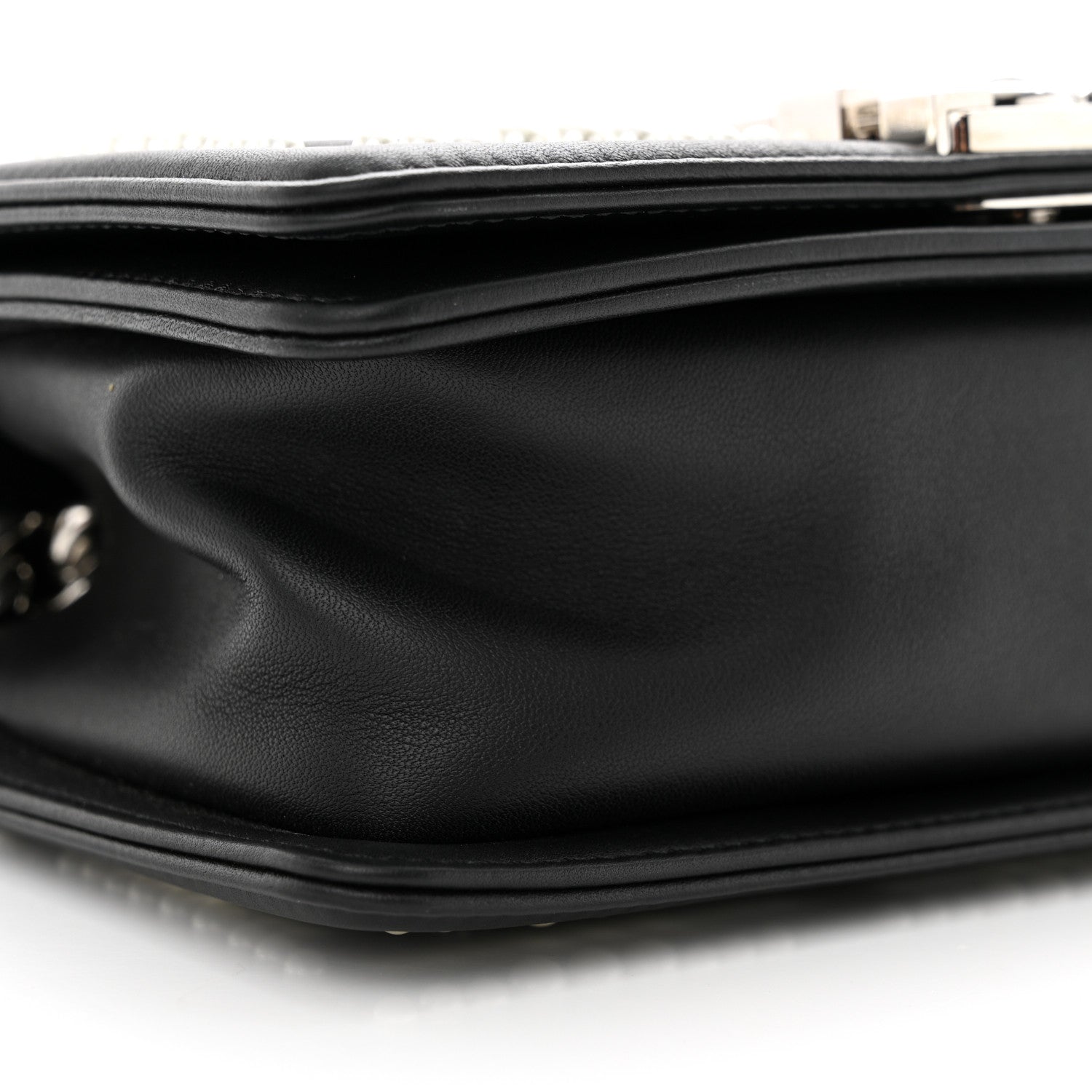 Chanel Calfskin Pearl Chevron Small Boy Flap Black 9 of 10