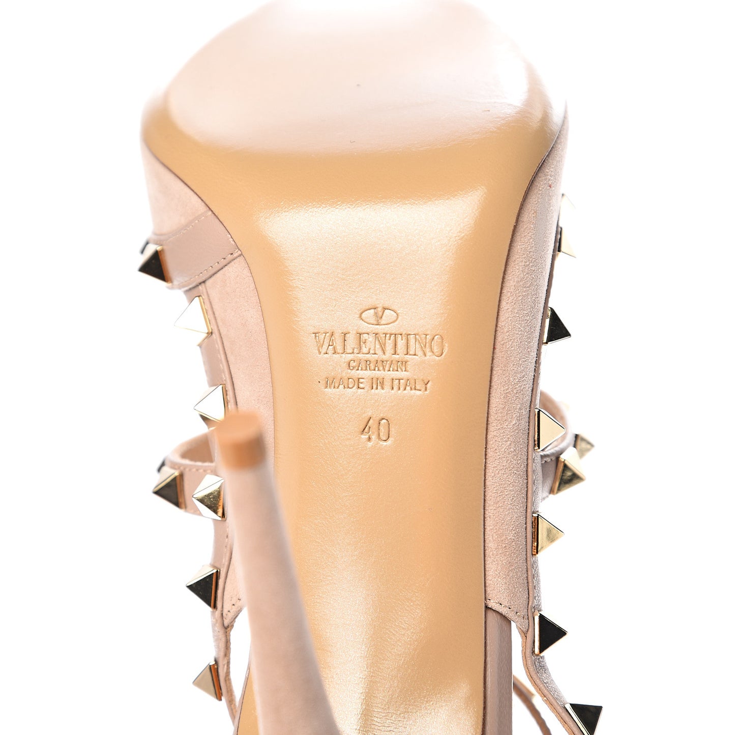 Suede Nappa Rockstud Ankle Strap 100mm Pumps 40 Poudre