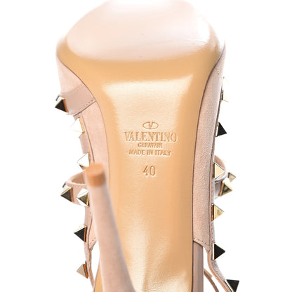 Valentino Garavani Suede Nappa Rockstud Ankle Strap 100mm Pumps 40 Poudre 7 of 9