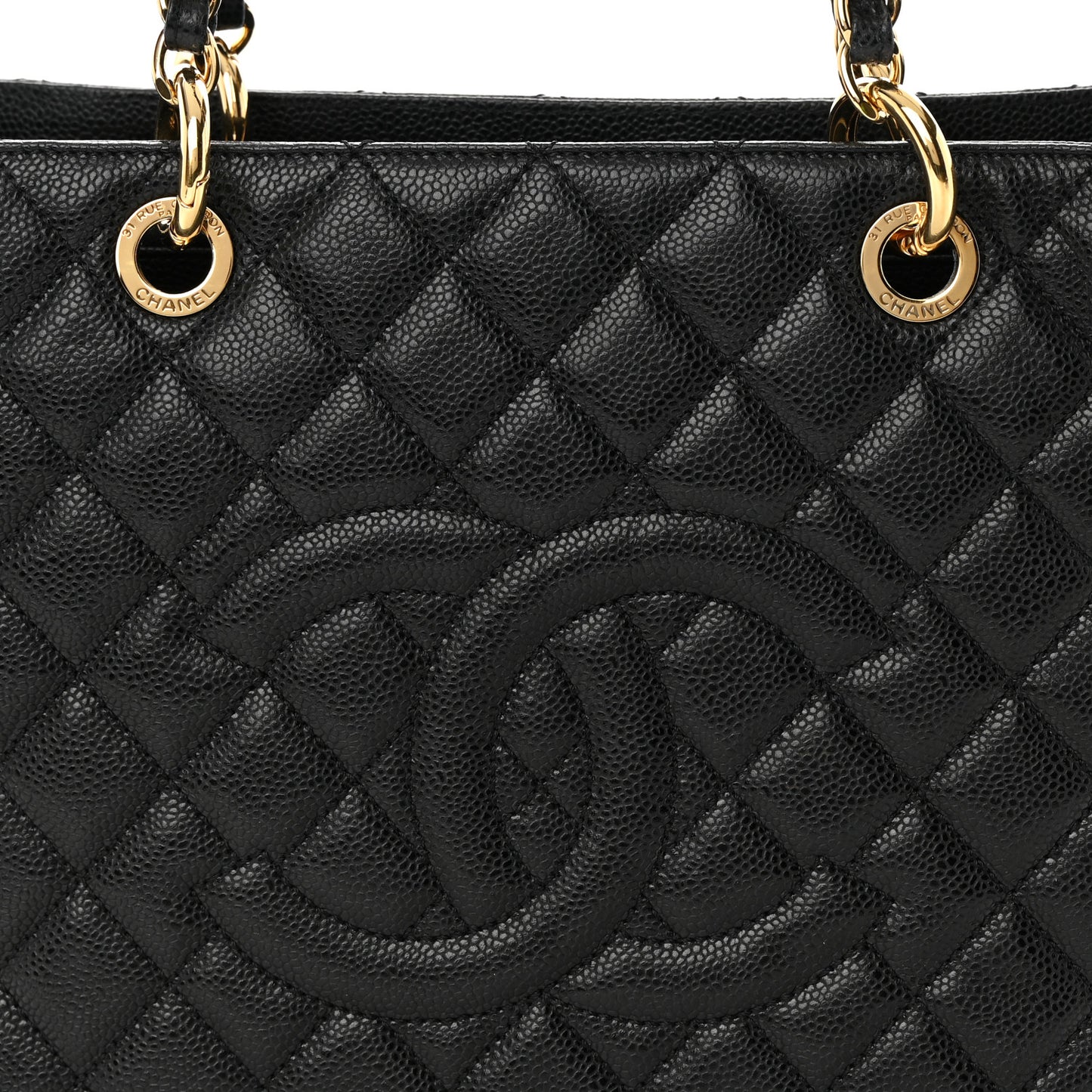 Caviar Quilted Grand Shopping Tote GST Black