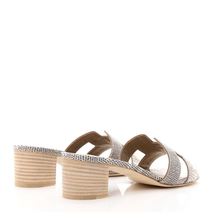 Hermes Lizard Oasis Sandals 37.5 Ombre 4 of 8