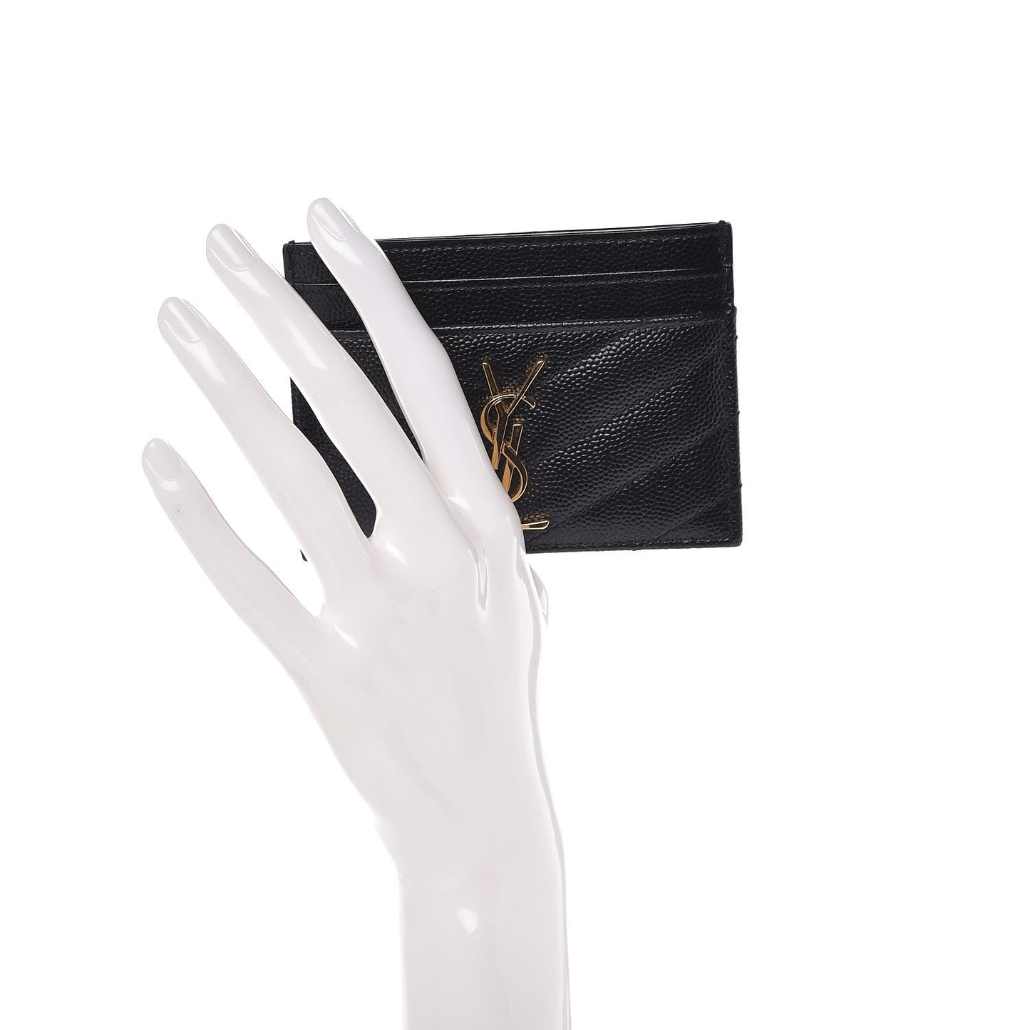 Grain De Poudre Matelasse Chevron Monogram Credit Card Case Black