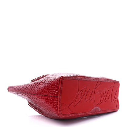 Christian Louboutin Crocodile Embossed Calfskin Spiked Small Cabarock Shopper Tote Red 5 of 12