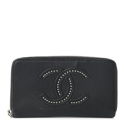 Chanel Lambskin Studded Small Timeless CC Zip Around Wallet Black 1 of 8