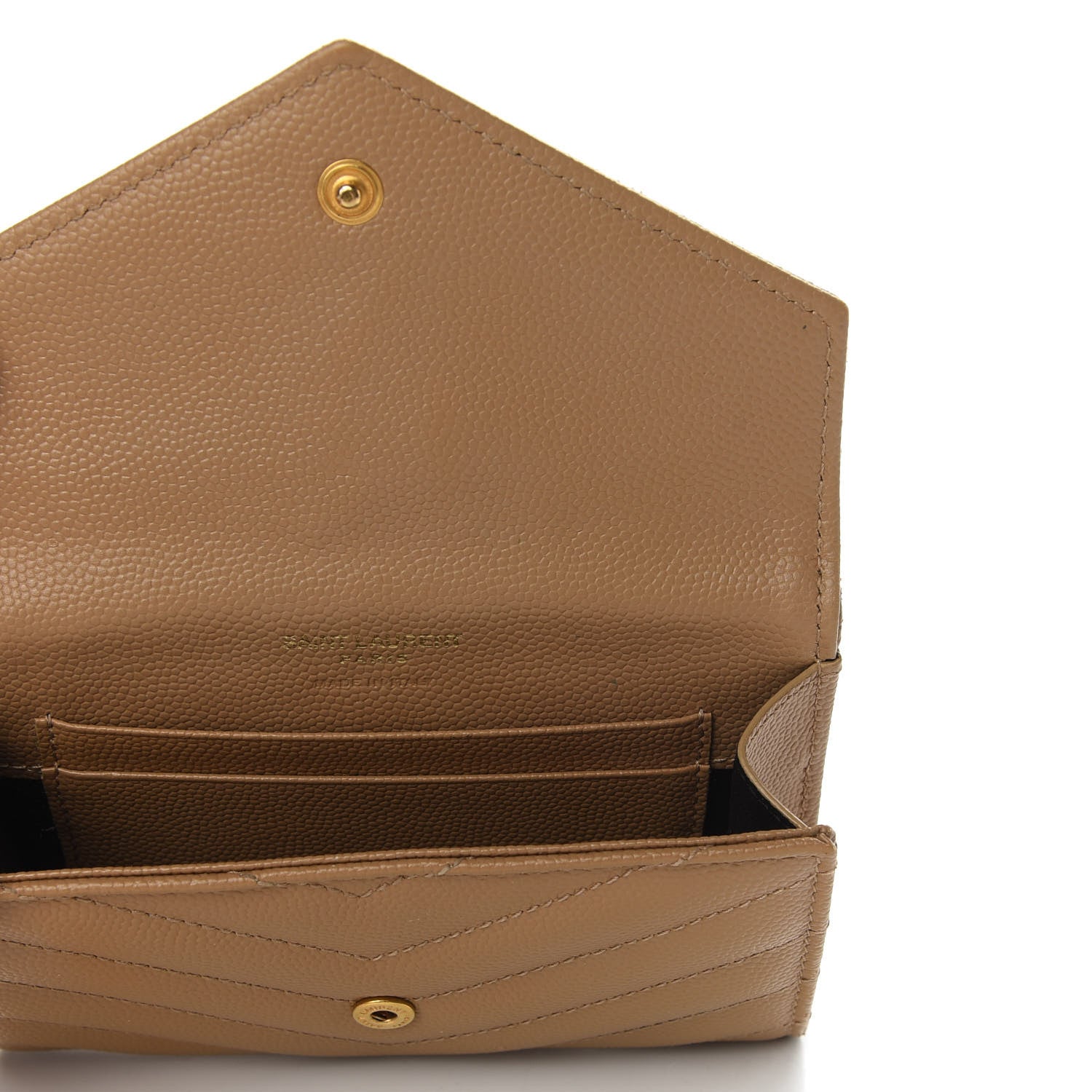 Saint Laurent Grain De Poudre Matelasse Chevron Small Monogram Envelope Wallet Dune 5 of 7