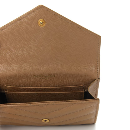 Saint Laurent Grain De Poudre Matelasse Chevron Small Monogram Envelope Wallet Dune 5 of 7