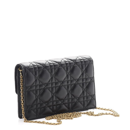 Christian Dior Lambskin Cannage Dioraddict Wallet on Chain Clutch Black 3 of 11