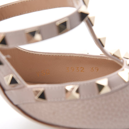 Valentino Garavani Pebbled Calfskin Rockstud Ankle Strap Pumps 39 Poudre 8 of 9