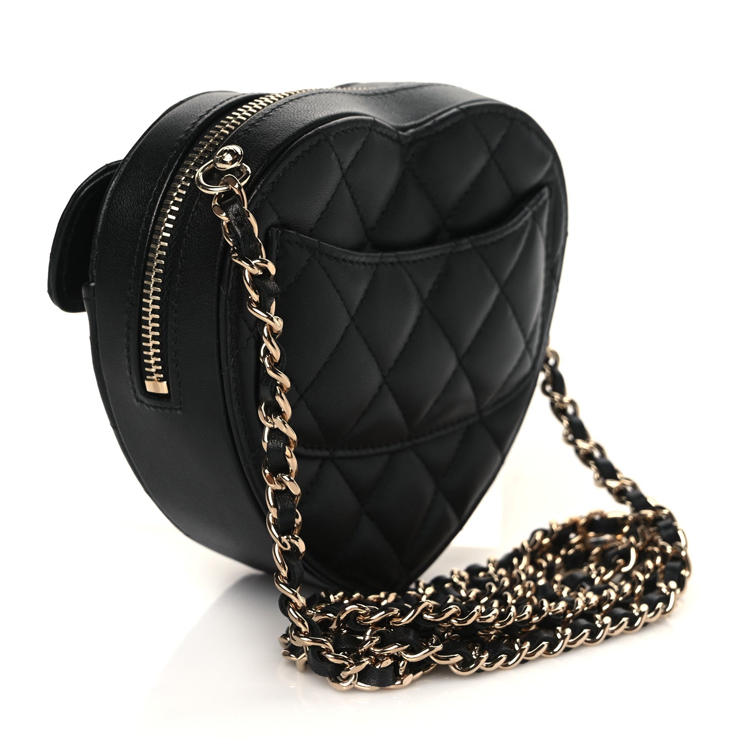 Chanel Lambskin Quilted CC In Love Heart Clutch With Chain Black 3 of 9