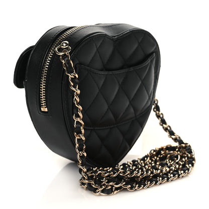 Chanel Lambskin Quilted CC In Love Heart Clutch With Chain Black 3 of 9