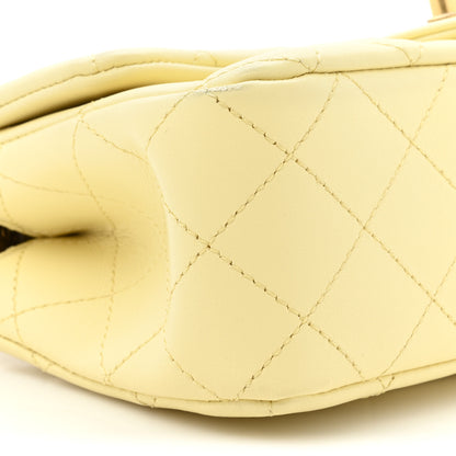 Chanel Lambskin Quilted Mini Rectangular Sweet Camellia Flap Yellow 9 of 14