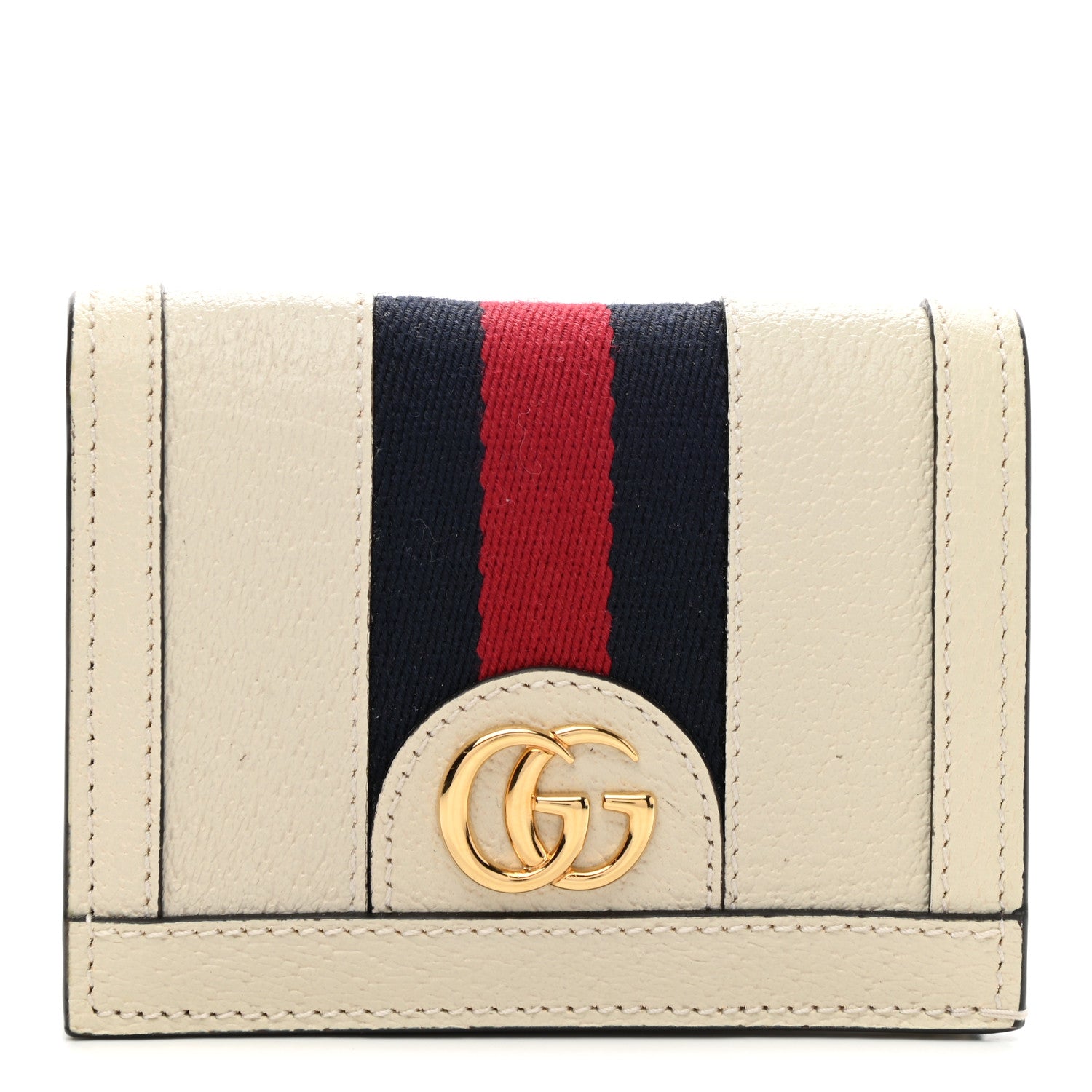 Gucci Textured Calfskin Web Ophidia Card Case Mystic White 1 of 9