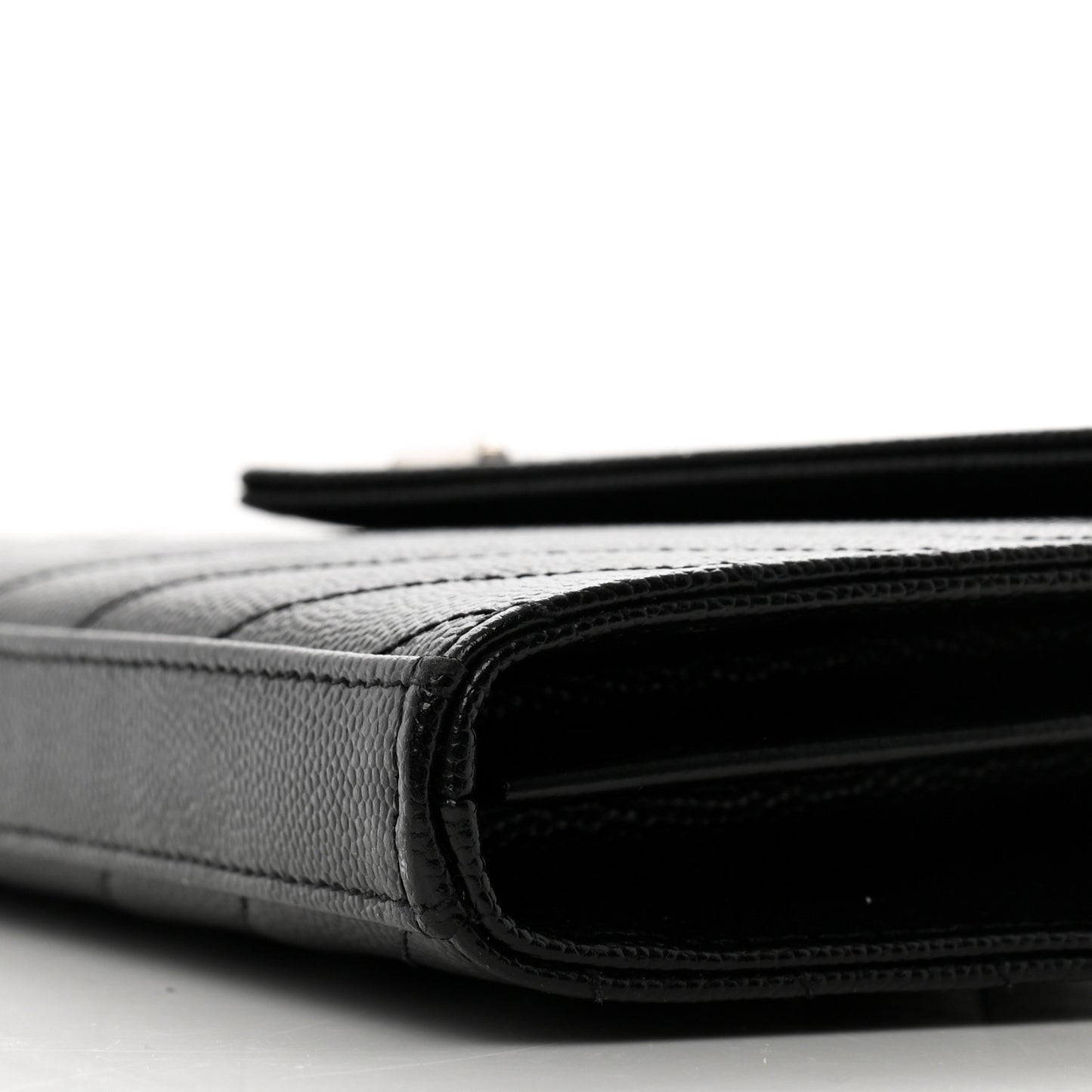 Grain De Poudre Matelasse Chevron Monogram Chain Wallet Black