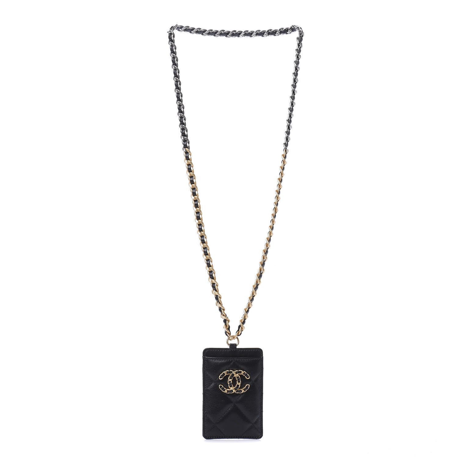 Chanel Goatskin Quilted 19 Card Holder On Chain Black 3 of 5