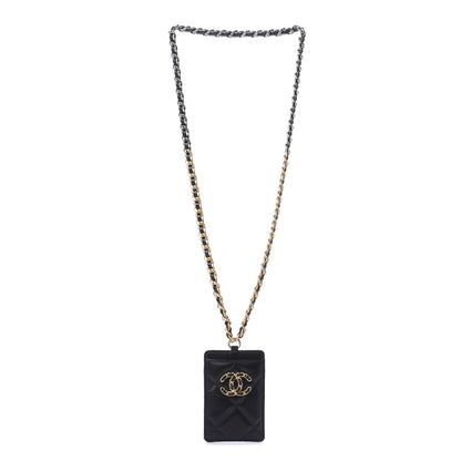 Chanel Goatskin Quilted 19 Card Holder On Chain Black 3 of 5