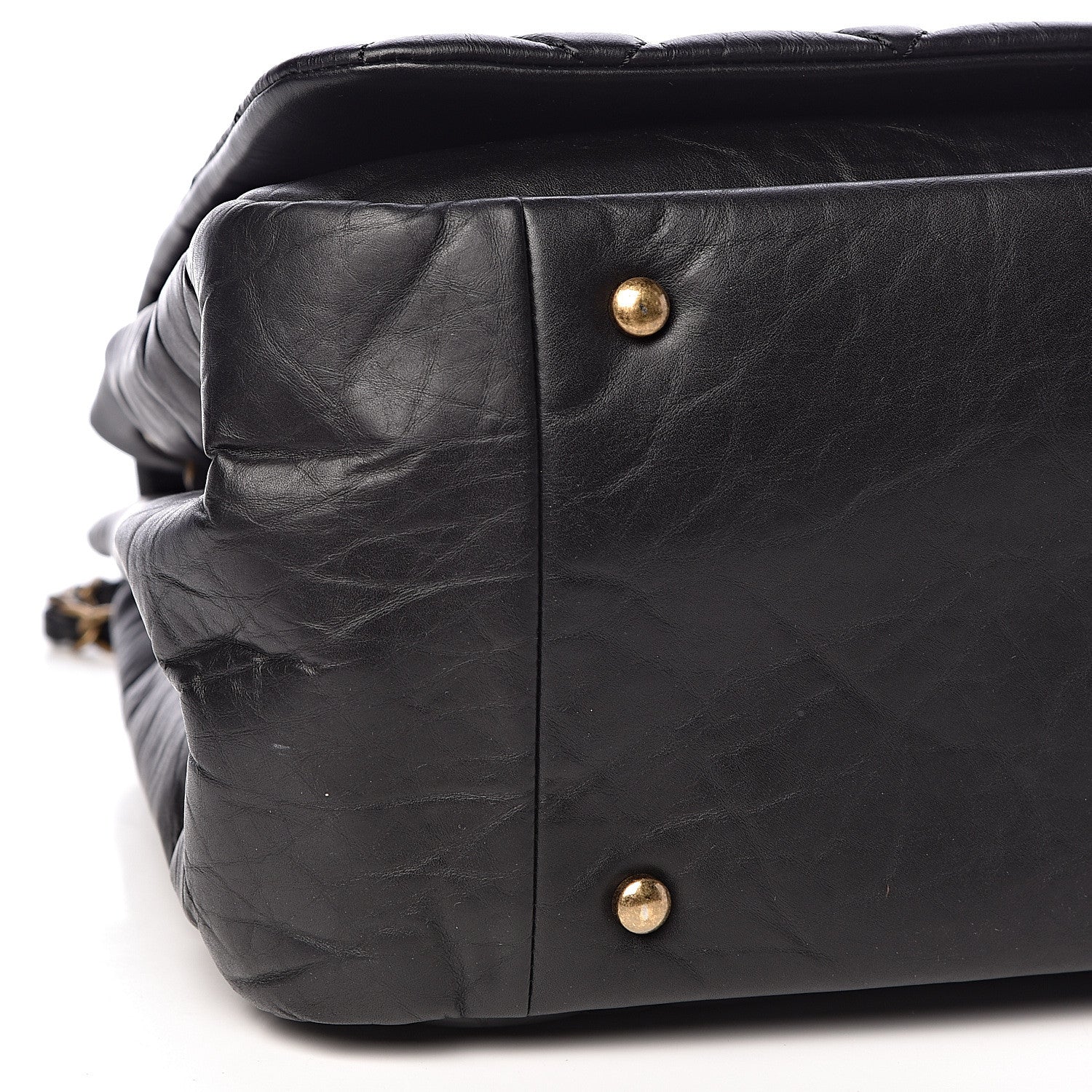 Chanel Aged Calfskin Quilted Large Pondichery Flap Black 9 of 12