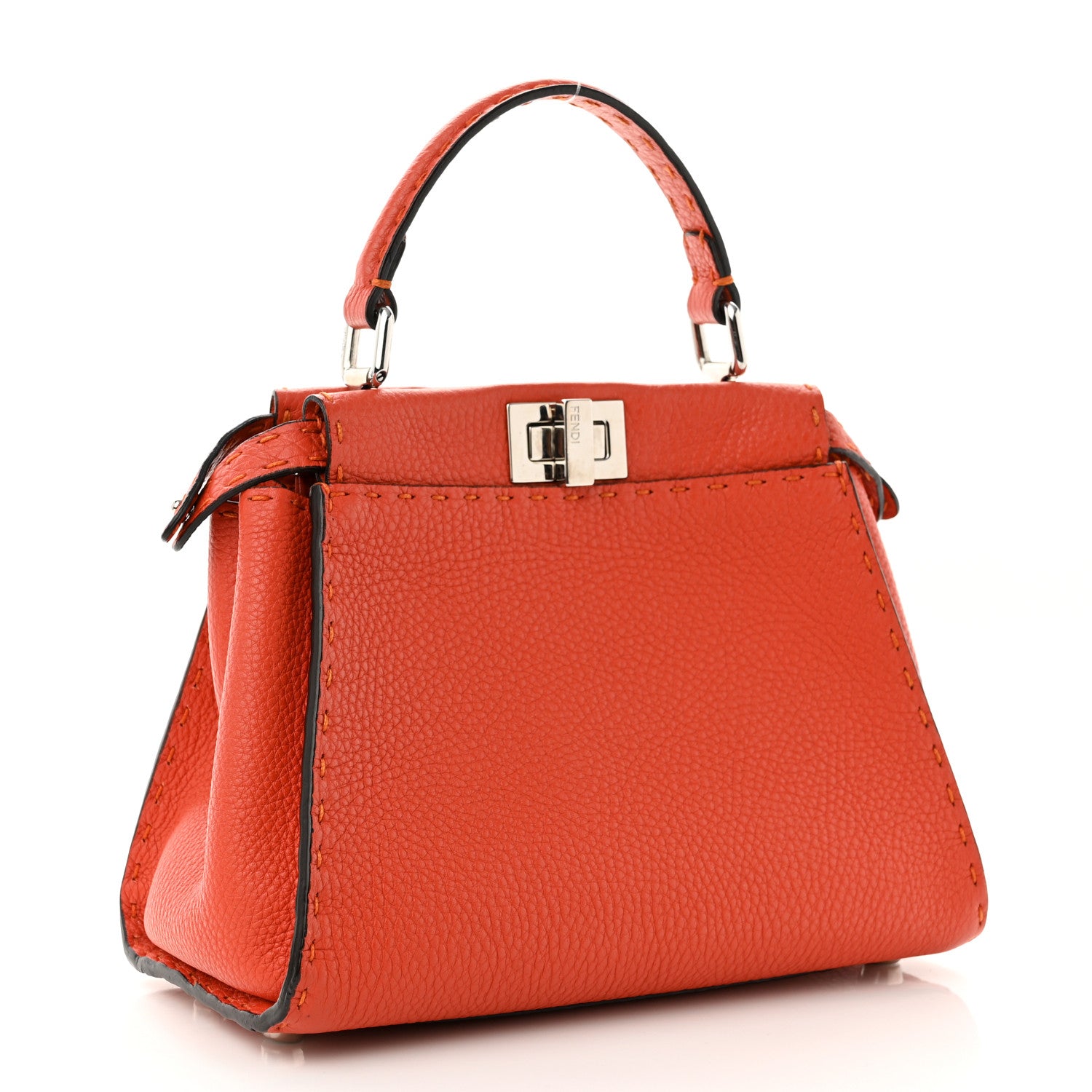 Fendi Cuoio Romano Selleria Mini Peekaboo Iconic Satchel Dark Orange 3 of 11