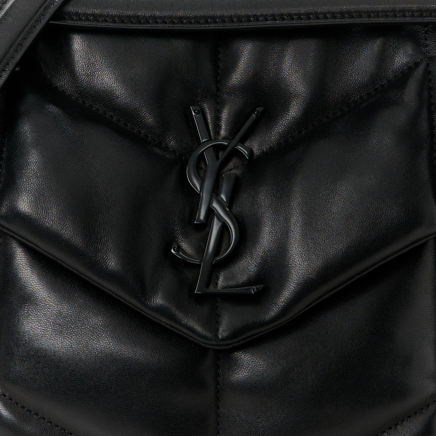 Saint Laurent Lambskin Quilted Monogram Monochrome Medium Loulou Puffer Chain Satchel Black 9 of 11