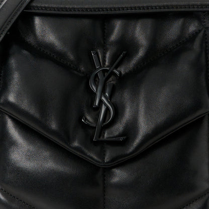Saint Laurent Lambskin Quilted Monogram Monochrome Medium Loulou Puffer Chain Satchel Black 9 of 11