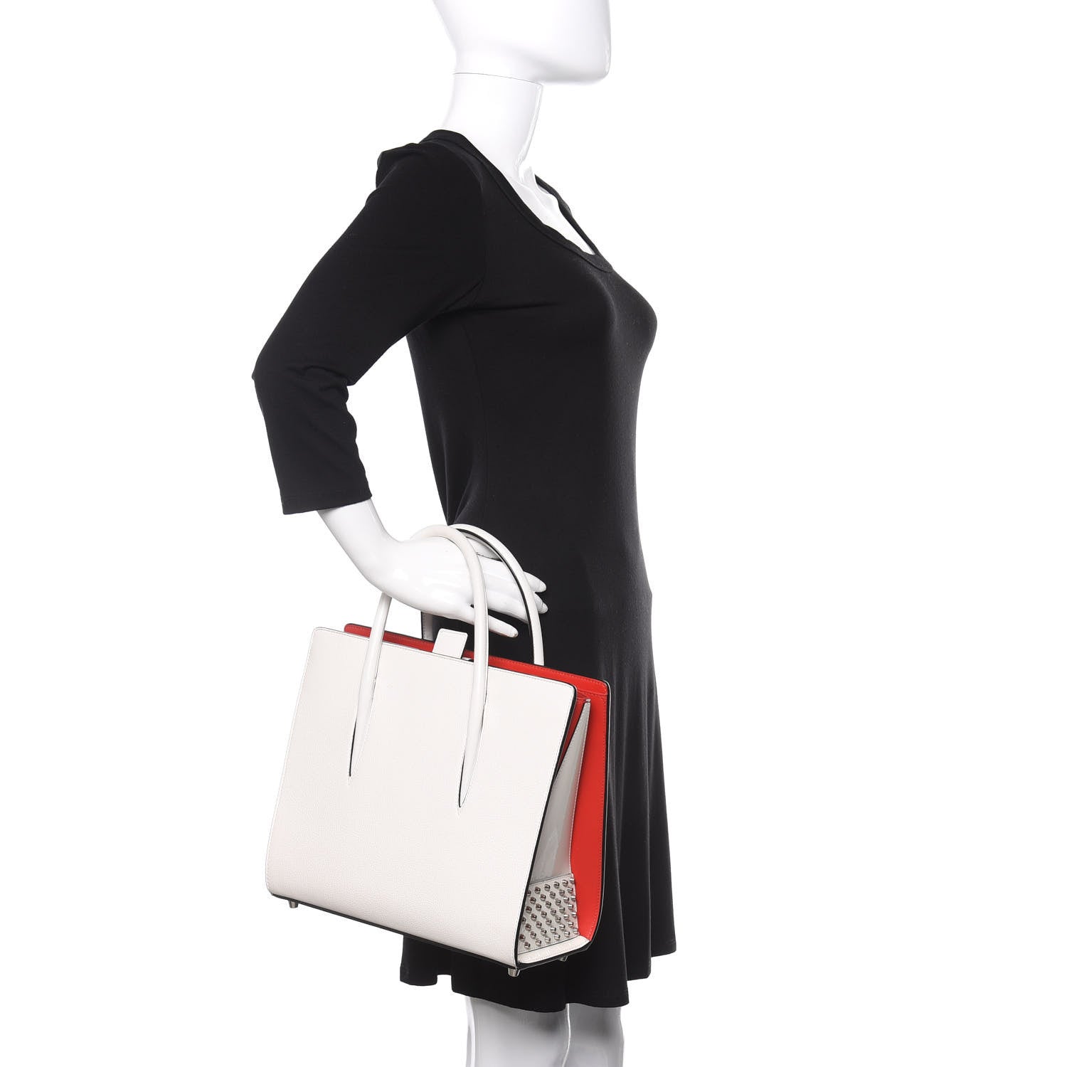 Christian Louboutin Calfskin Empire Studded Medium Paloma Snow 3 of 16