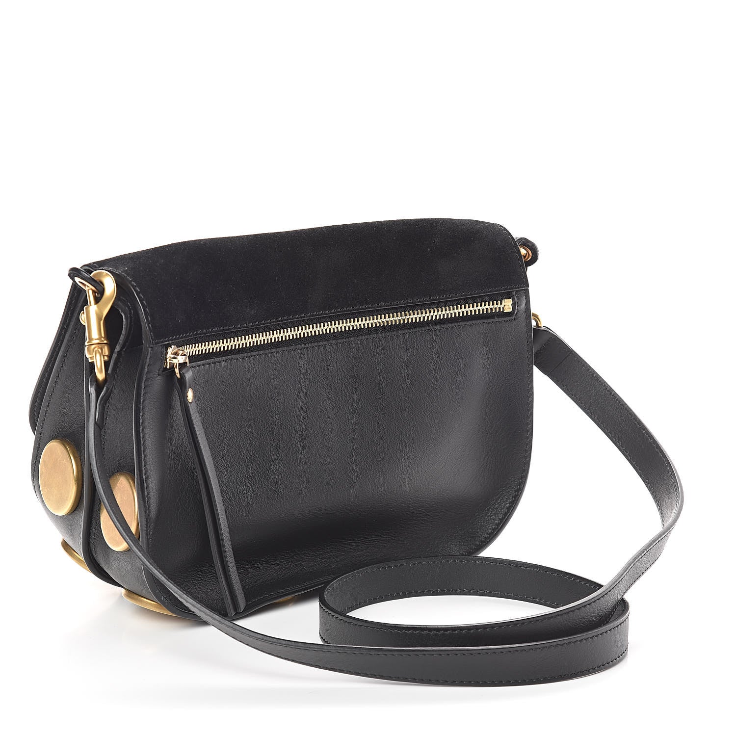 Chloe Suede Smooth Calfskin Medium Kurtis Shoulder Bag Black 3 of 8