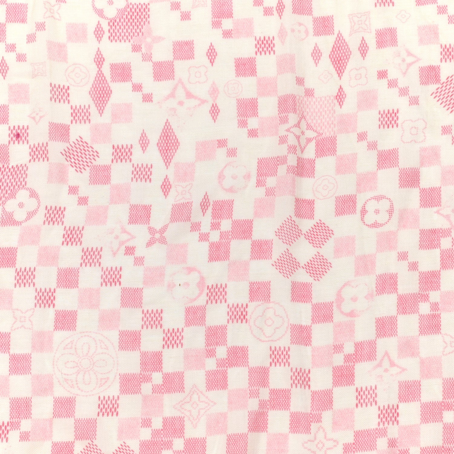 Louis Vuitton Cashmere Silk Damier Scarf Ivory Pink 3 of 4