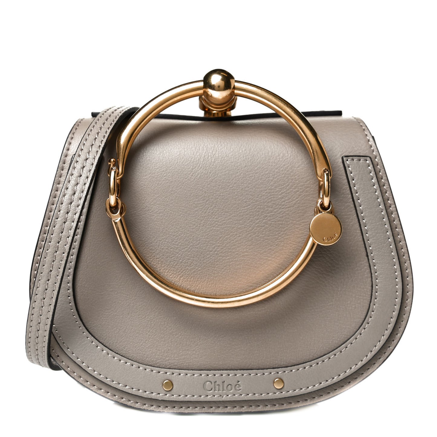 Calfskin Suede Small Nile Bracelet Bag Motty Grey