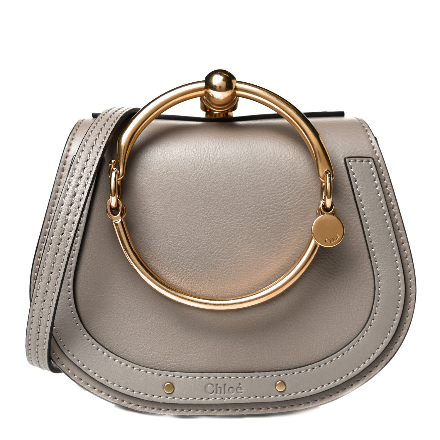 Chloe Calfskin Suede Small Nile Bracelet Bag Motty Grey 2 of 25