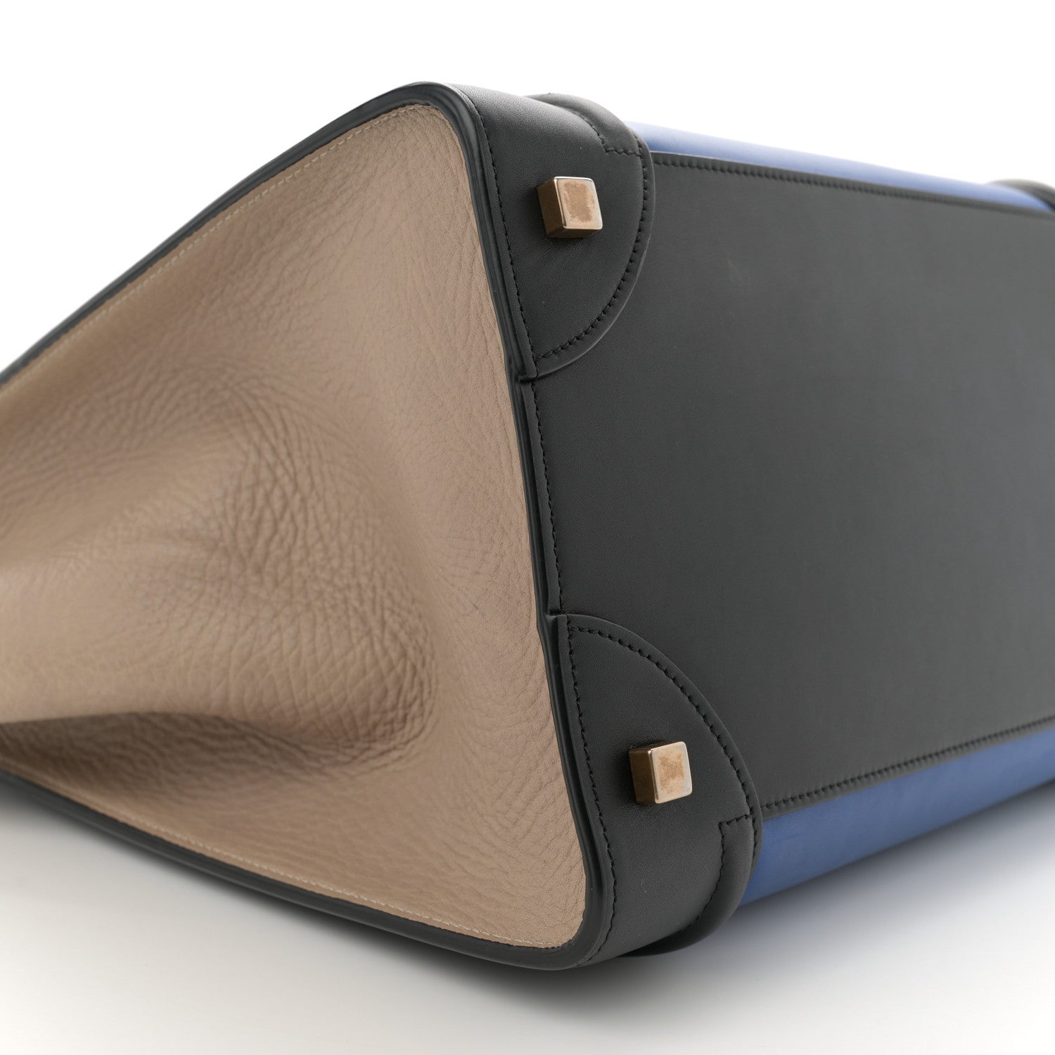 Celine Elephant Calfskin Mini Tri-Color Luggage Indigo 8 of 10