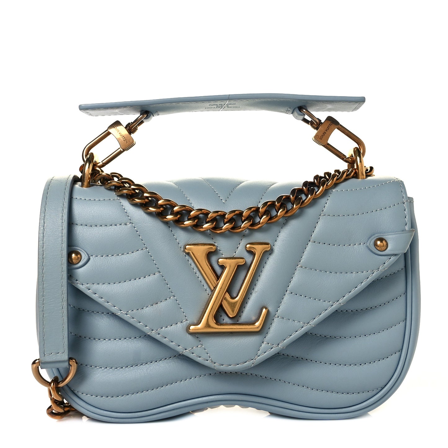 Calfskin New Wave Chain PM Porcelain Blue