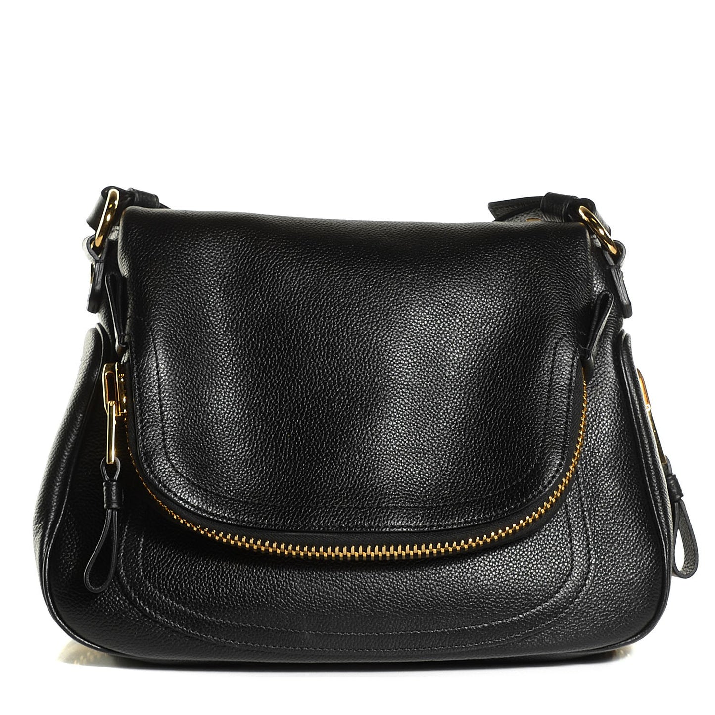 Grained Calfskin Medium Jennifer Crossbody Bag Black